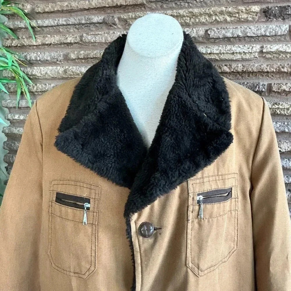 Silton California Men’s Vintage Faux Fur Lined Chore Barn Heavy Jacket - Picture 7 of 10